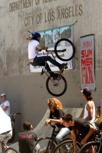 Cyclist in on above ramp_jumping