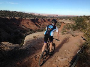 Mountain Biking a trail in Moab, Utah