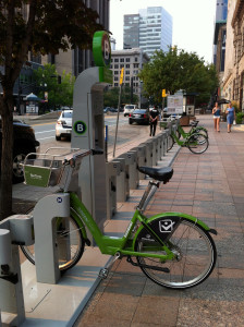 Bike sharing station in Salt Lake City.